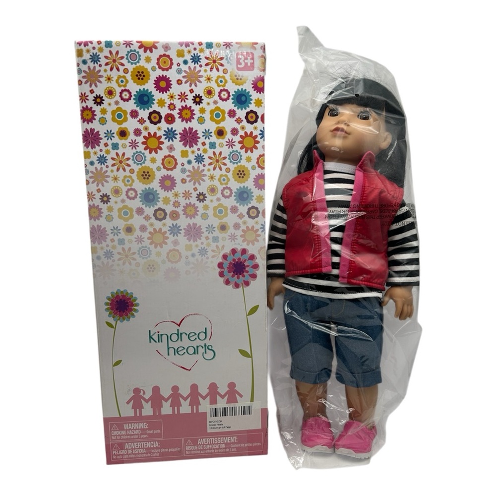 NEW Kindred Hearts 18'' girl doll Paige (Model: 18810) Red Vest Pink Shoes
